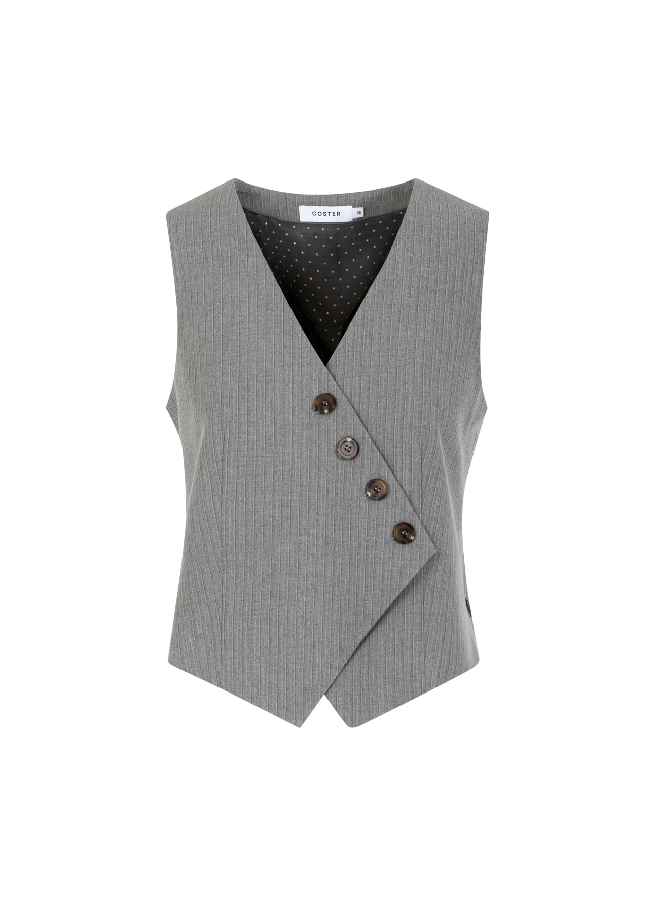 Coster Copenhagen ASYMMETRICAL VEST Vest Mist grey pin stripe - 175