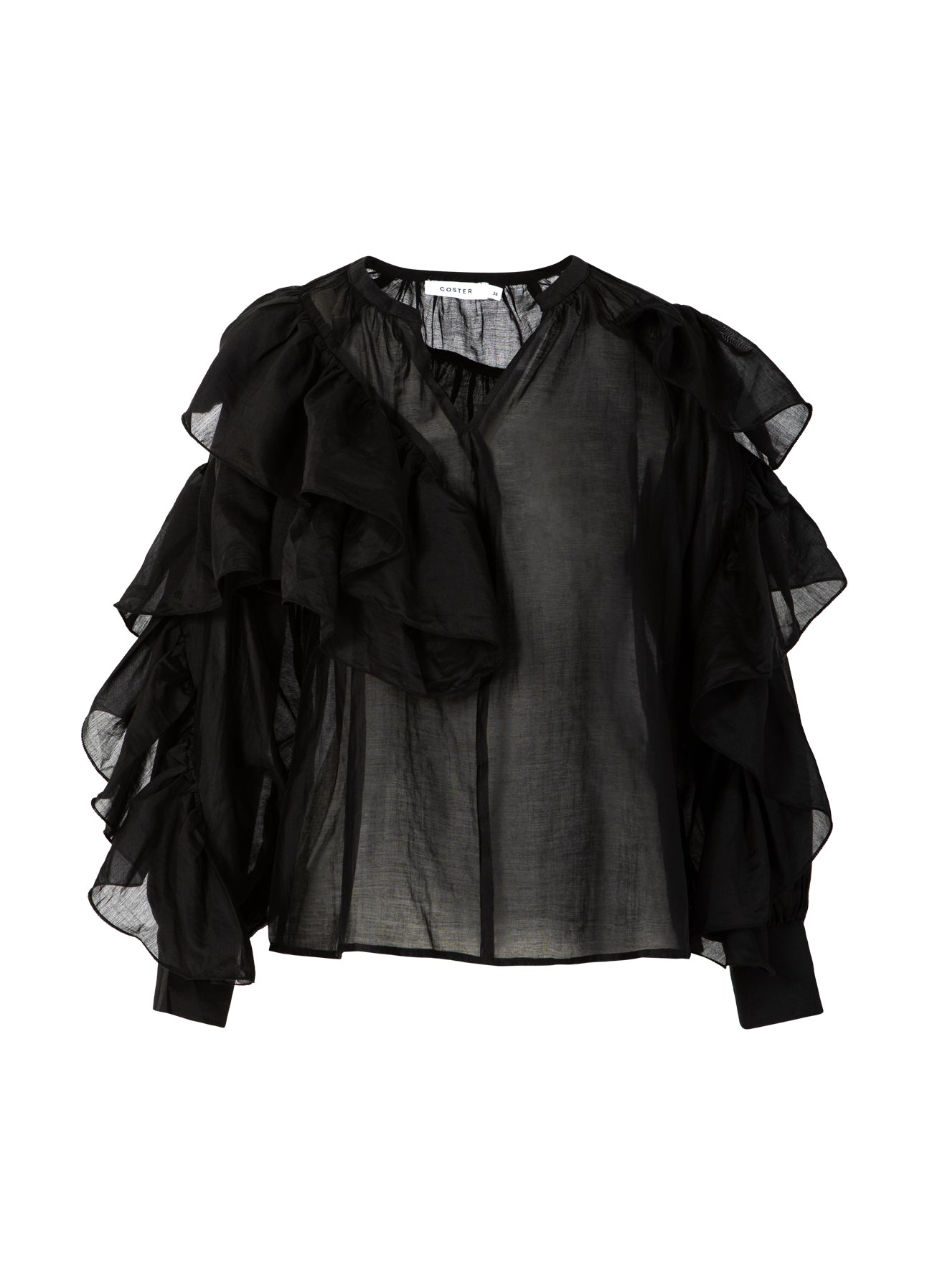 Coster Copenhagen BLOUSE WITH RUFFLES Shirt/Blouse Black - 100