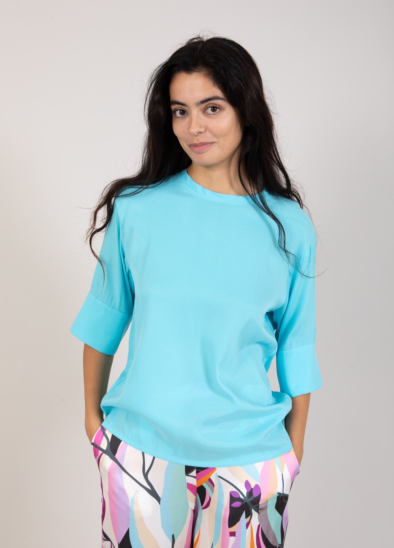 Coster Copenhagen BLOUSE WITH WIDE CUFF Shirt/Blouse Aqua blue - 585