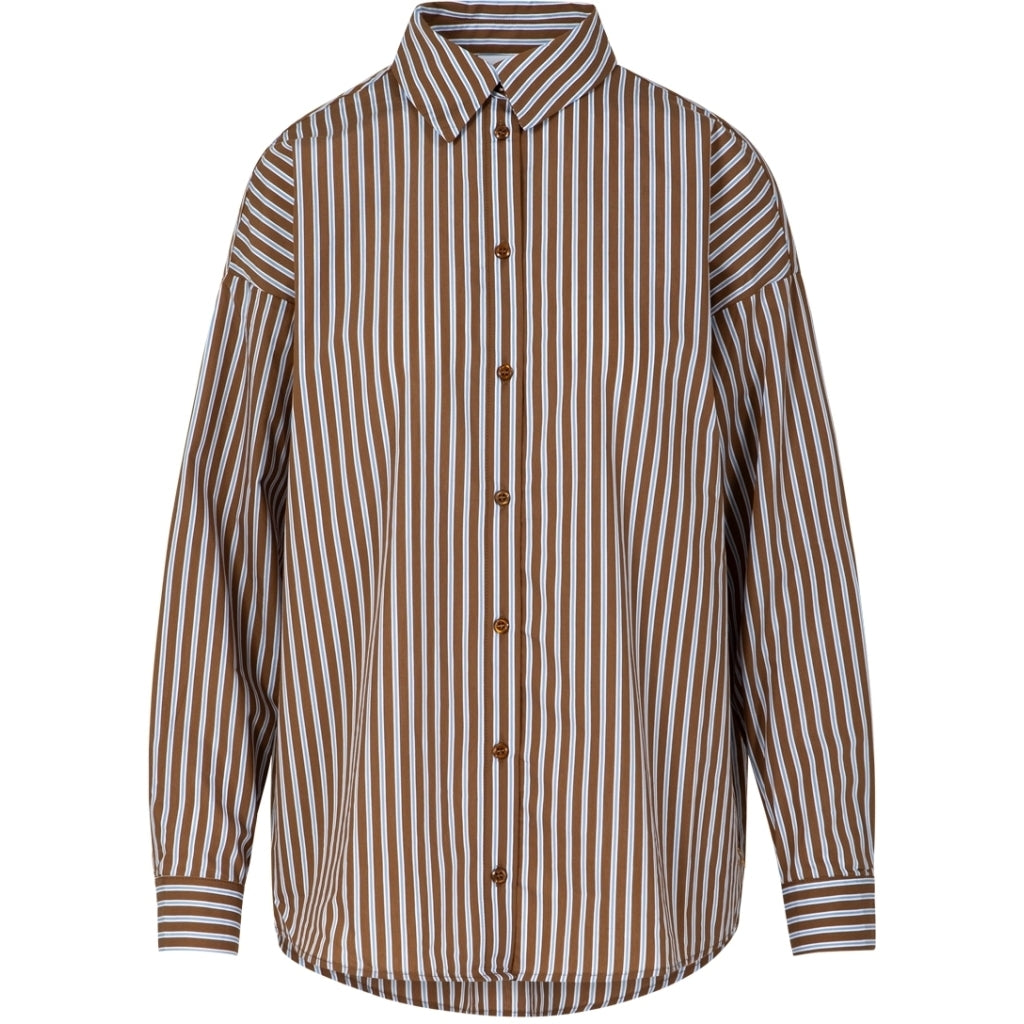 Coster Copenhagen BOXY CLASSIC SHIRT Shirt/Blouse Brown/Blue stripes - 336