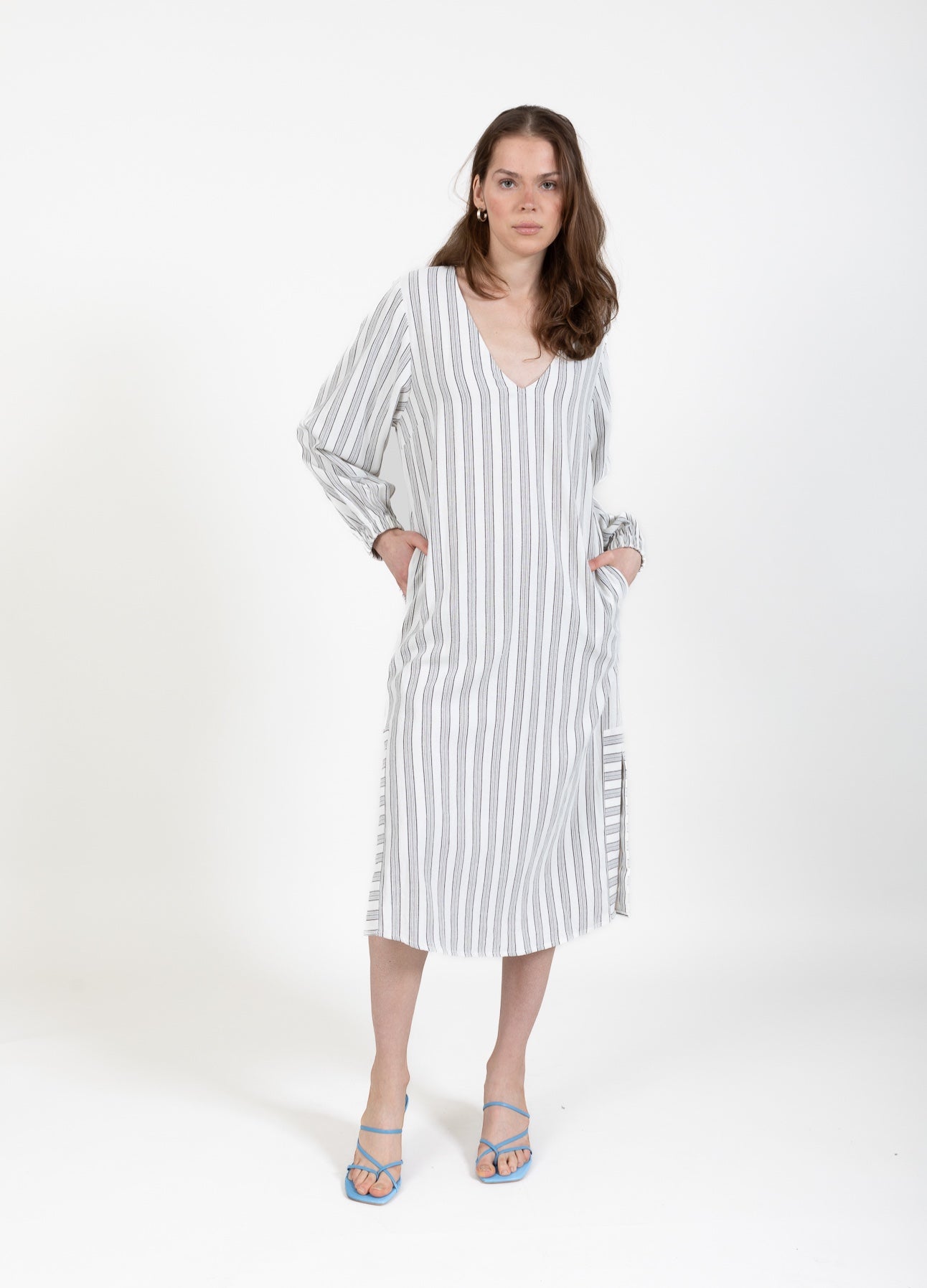 CC Heart CC HEART LINA LOOSE DRESS IN LINEN LOOK Dress Cream/black stripes - 235