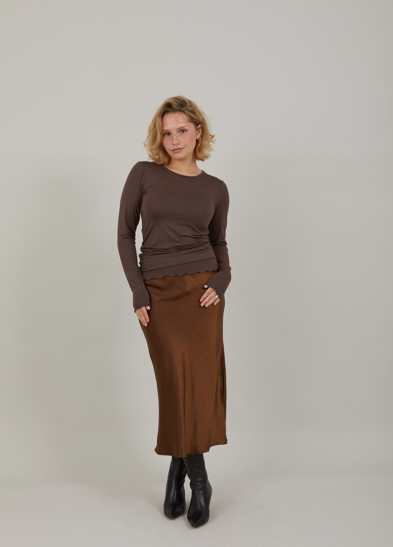 CC Heart CC HEART LONG SLEEVE TOP Shirt/Blouse Walnut - 343