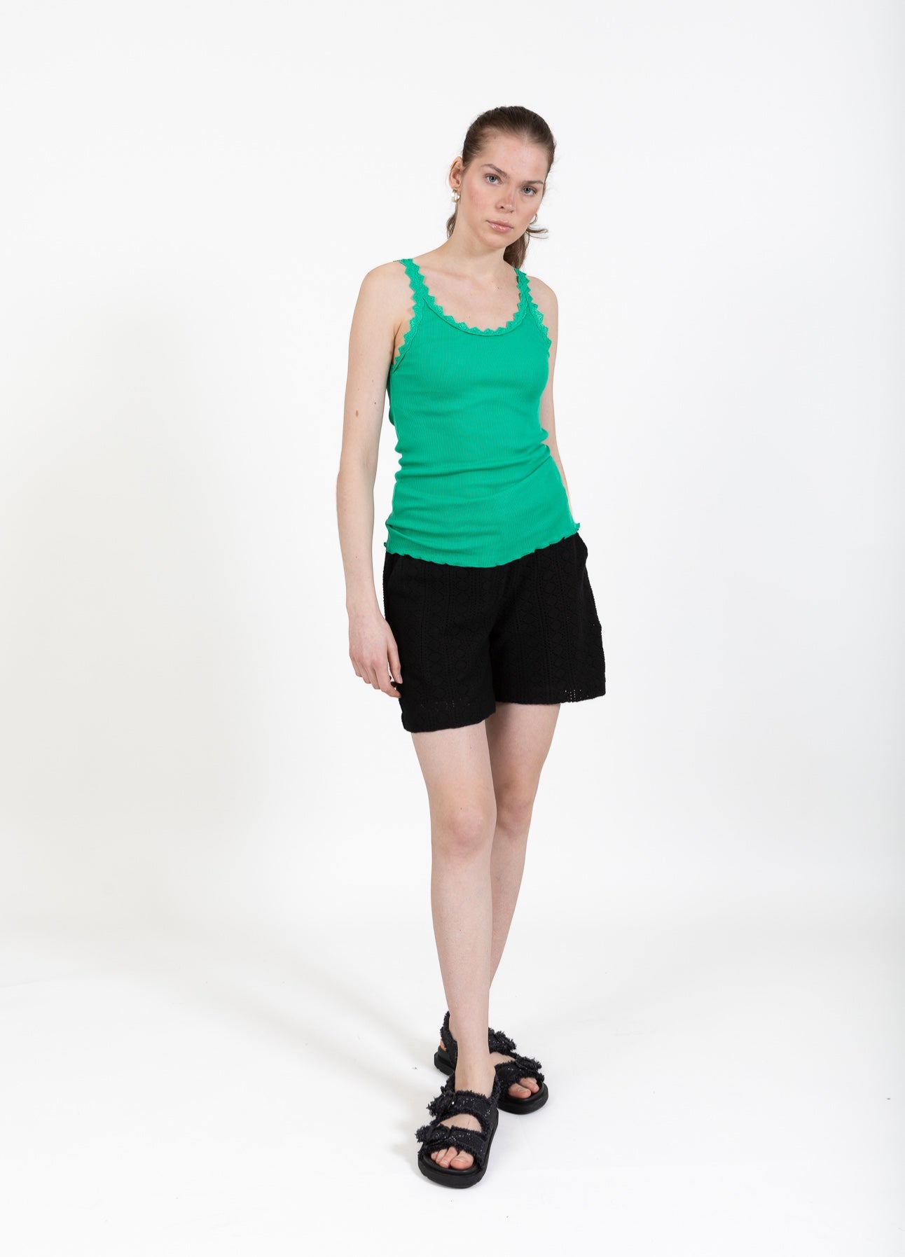 CC Heart CC HEART SILK SLEEVELESS WITH LACE Top - Short sleeve Emerald green - 402
