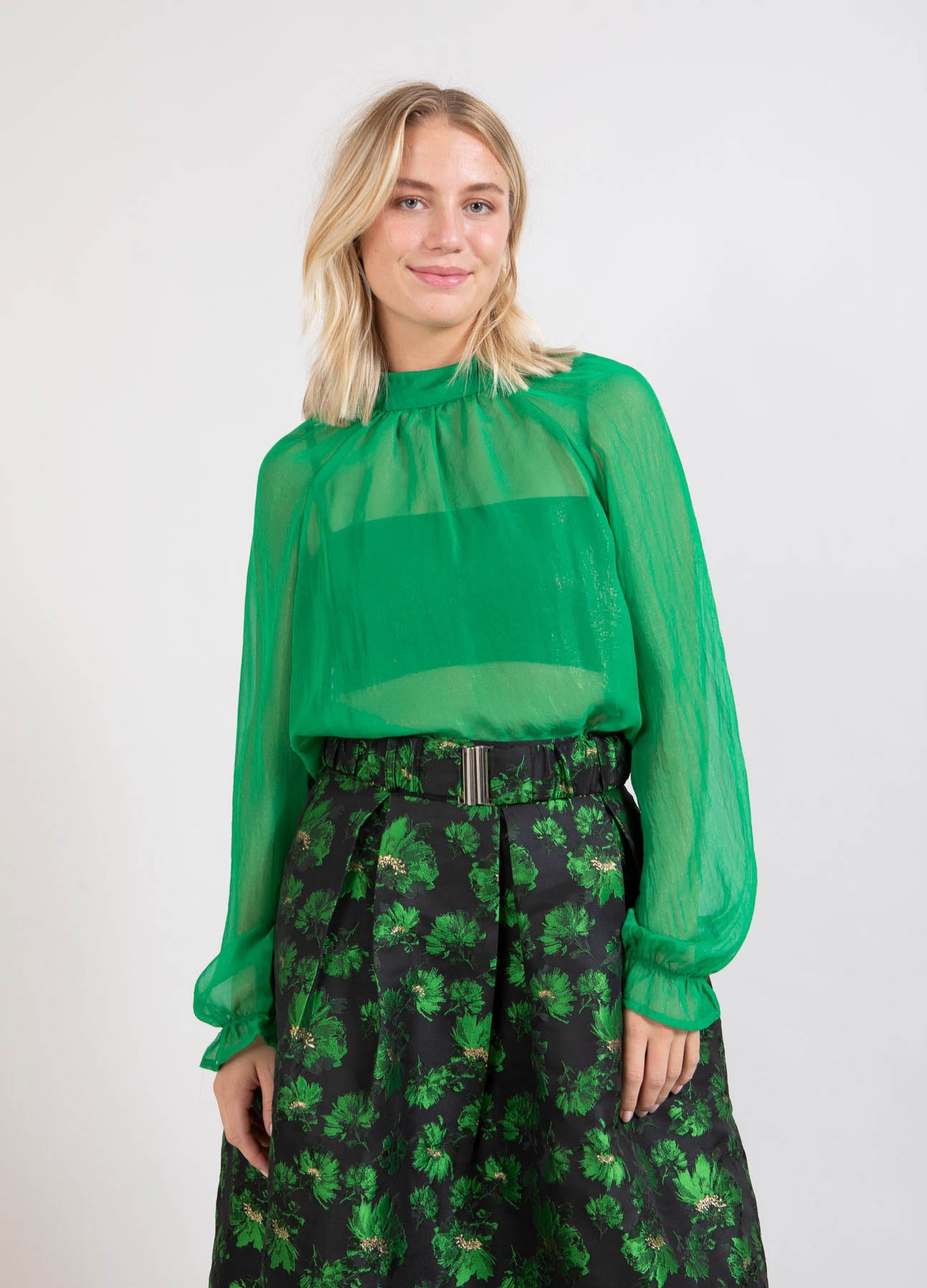 Coster Copenhagen  CHIFFON BLOUSE Shirt/Blouse Metallic green - 490