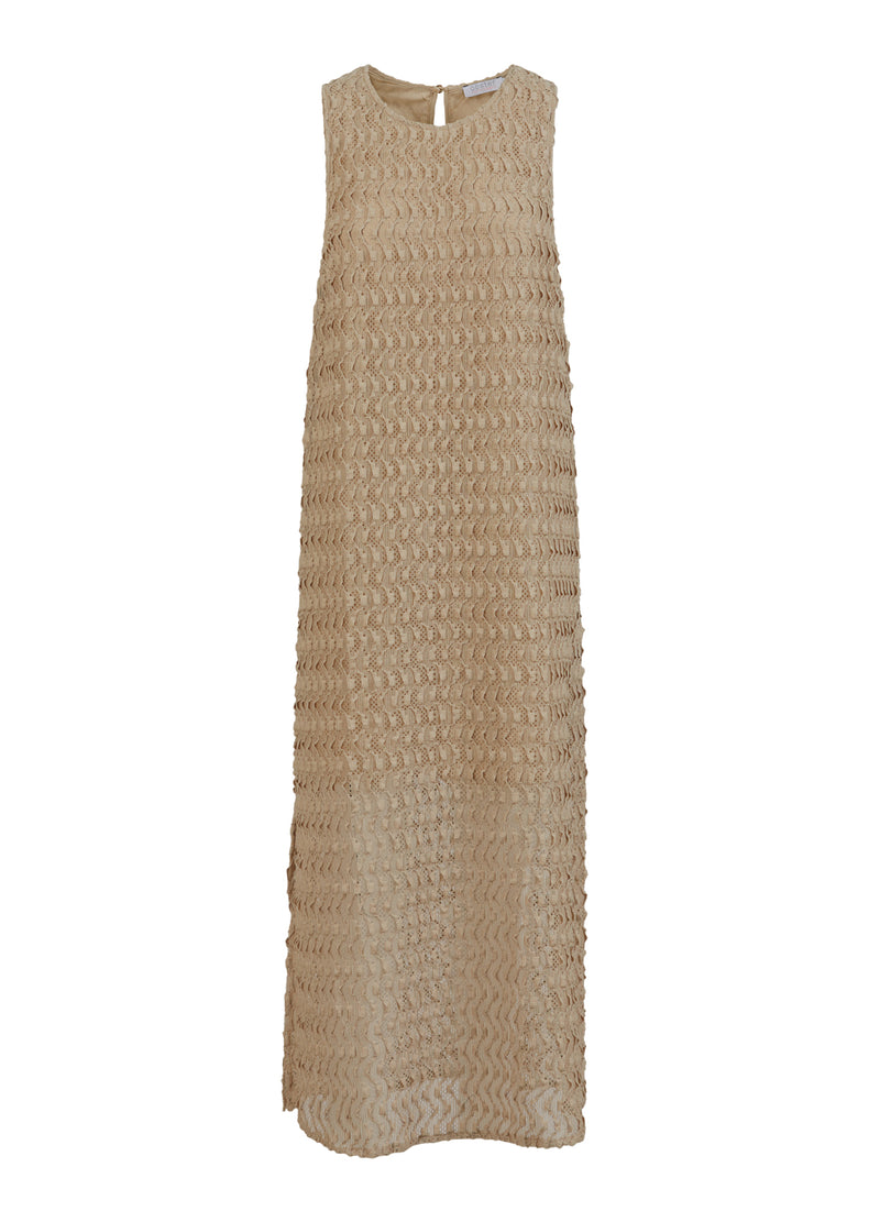 Coster Copenhagen DRESS WITH STRUCTURE AND SLIT Dress Sand - 310