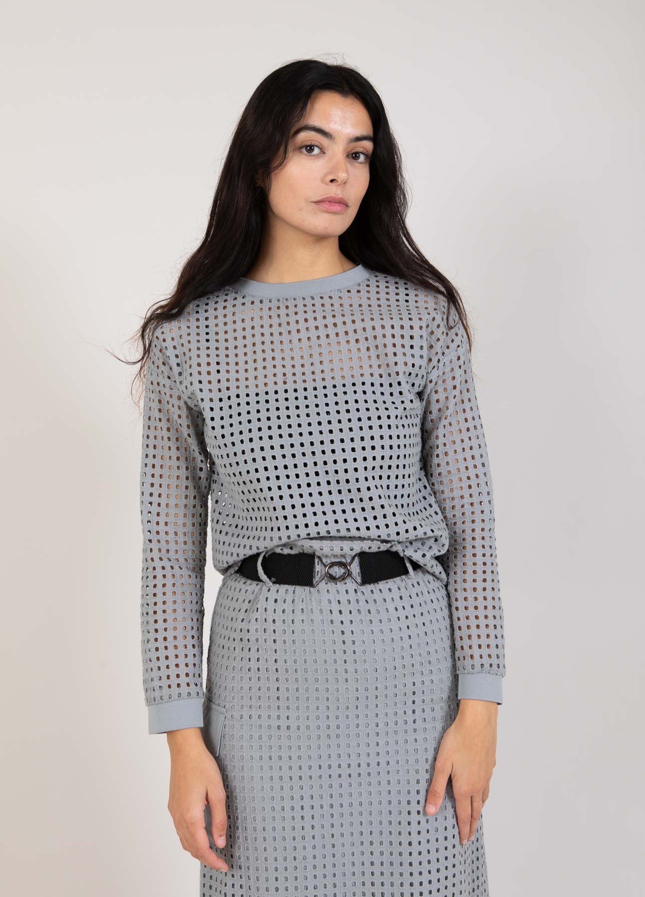 Coster Copenhagen MESH TOP WITH LONG SLEEVES Shirt/Blouse Dark Grey - 181