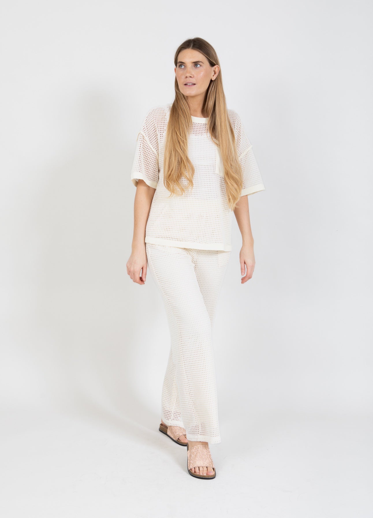 Coster Copenhagen PANTS IN MESH - SILLE FIT Pants Creme - 241
