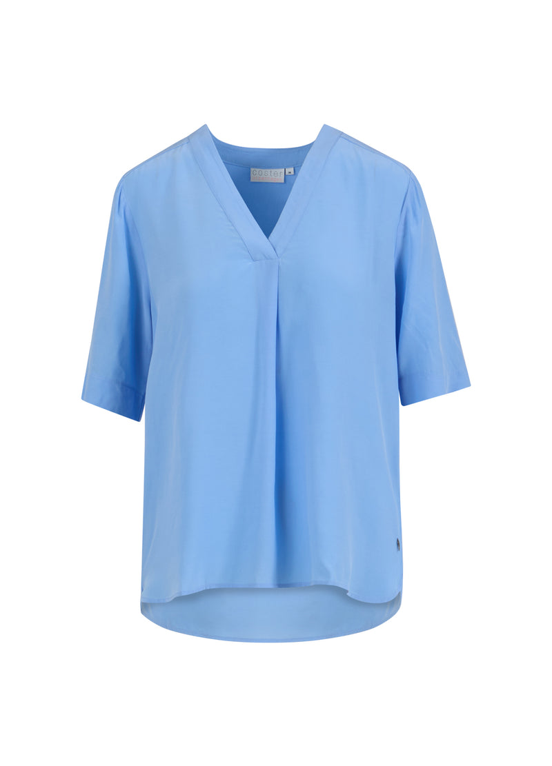 Coster Copenhagen SHORT-SLEEVED SHIRT WITH PLEATS Shirt/Blouse Bright sky blue - 503