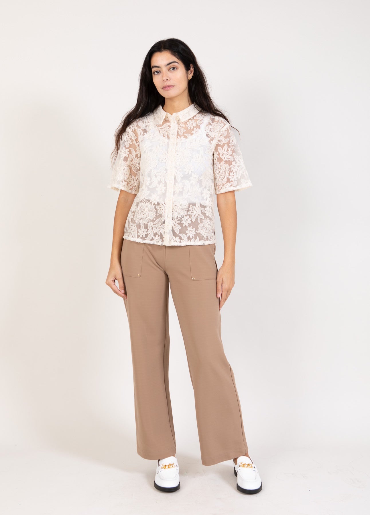 Coster Copenhagen SPORTY PANTS - SILLE FIT Pants Sand - 320