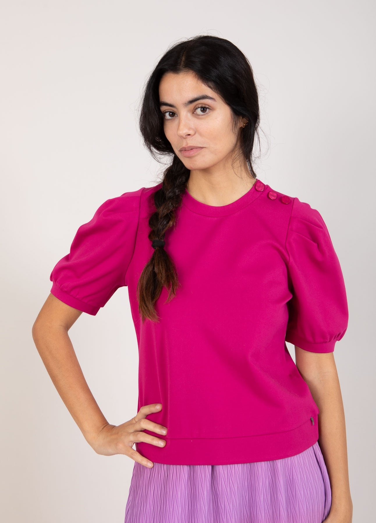 Coster Copenhagen SWEAT SHIRT WITH PLEATS Shirt/Blouse Berry - 693