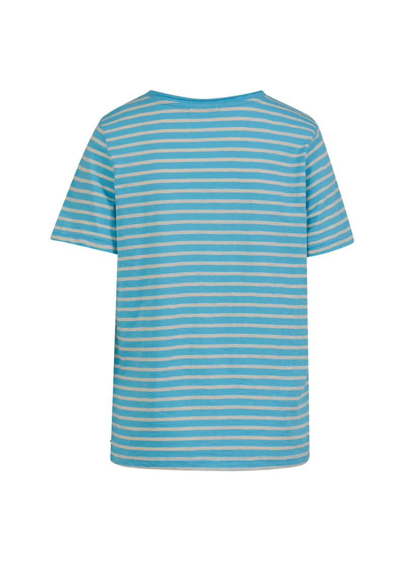 Coster Copenhagen T-SHIRT WITH STRIPES - MID SLEEVE T-Shirt Aqua blue/creme stripe - 584