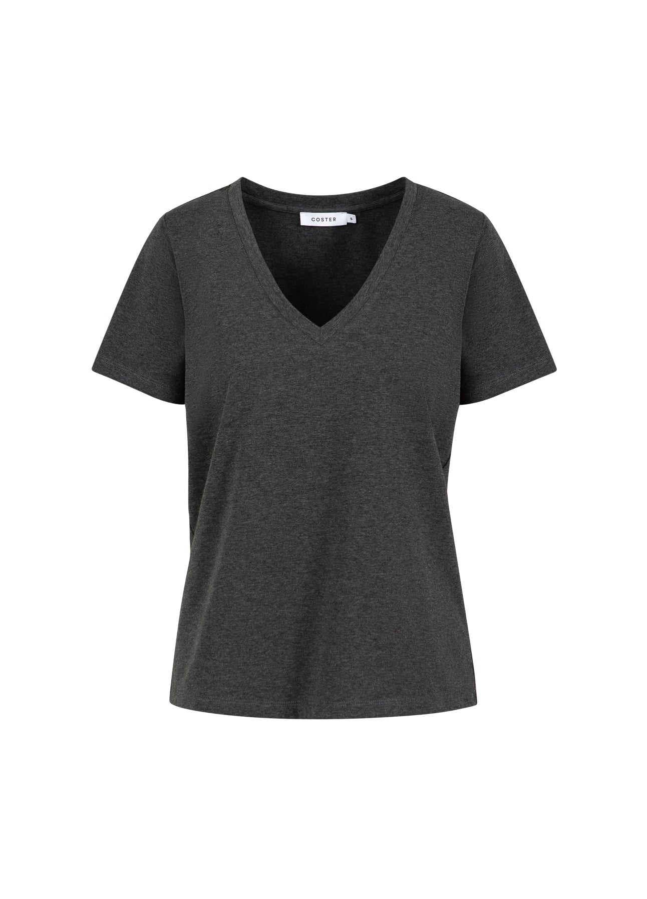 Coster Copenhagen T-SHIRT WITH V-NECKLINE - MEDIUM LENGTH SLEEVES T-Shirt Dark Grey Melange - 128