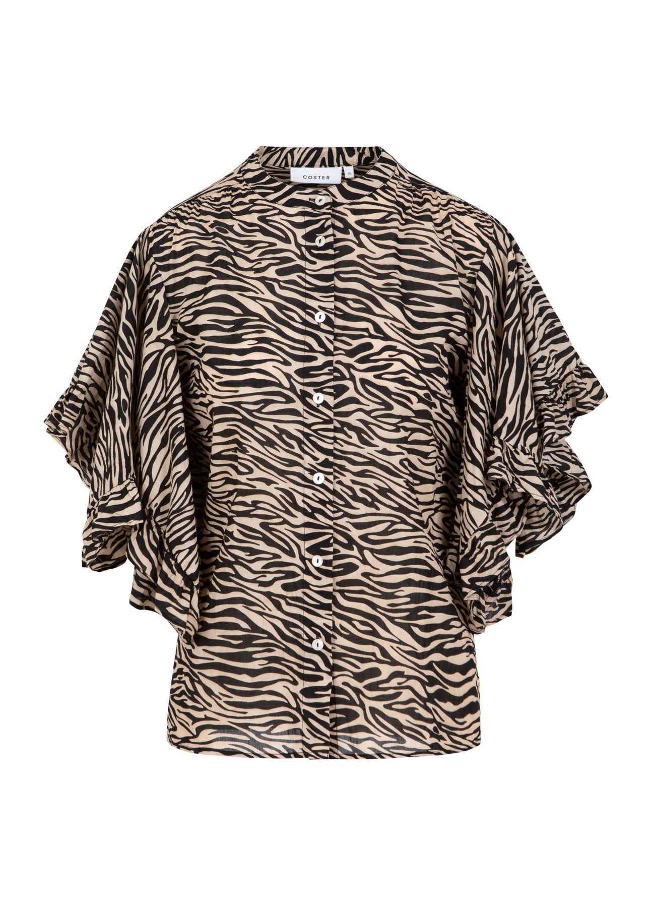 Coster Copenhagen TOP WITH RUFFLE SLEEVES IN ZEBRA PRINT Shirt/Blouse Zebra print - 914