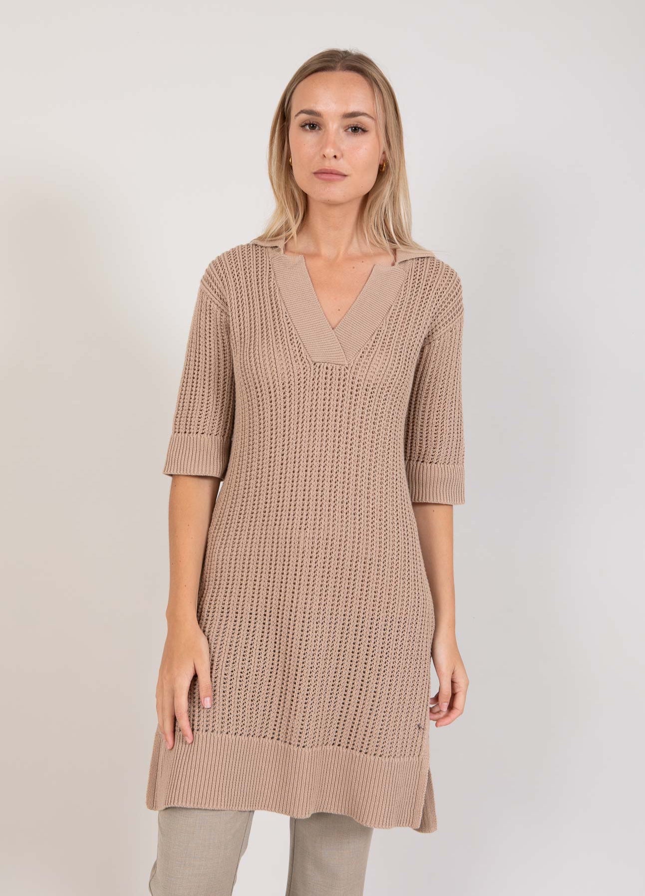Coster Copenhagen TUNIKA IN OPEN KNIT Knitwear Beige - 399