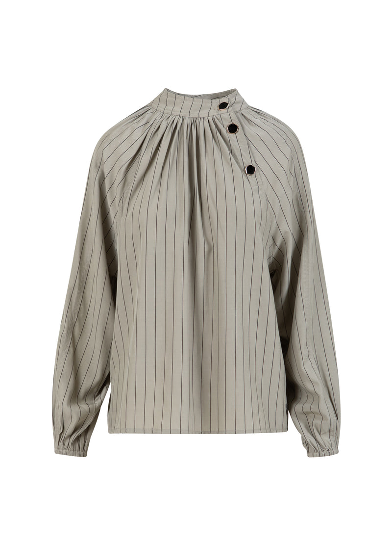 Coster Copenhagen ASYMMETRICAL SHIRT Shirt/Blouse Dusty green/black stripes - 477