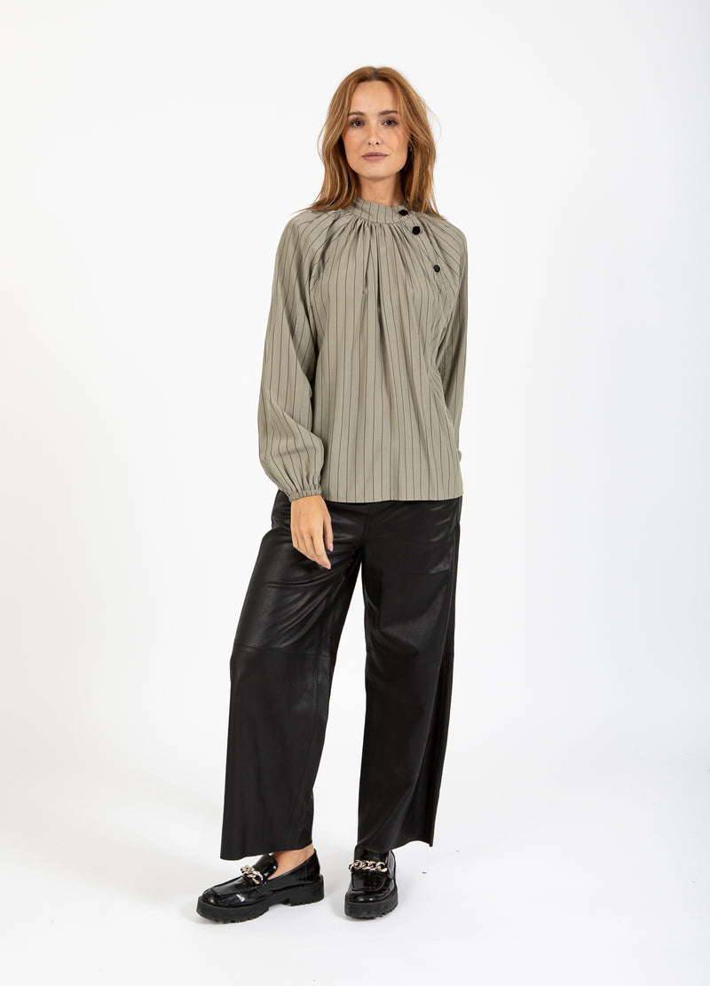 Coster Copenhagen ASYMMETRICAL SHIRT Shirt/Blouse Dusty green/black stripes - 477