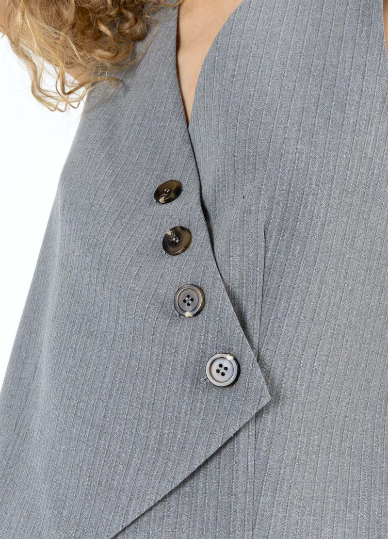Coster Copenhagen ASYMMETRICAL VEST Vest Mist grey pin stripe - 175