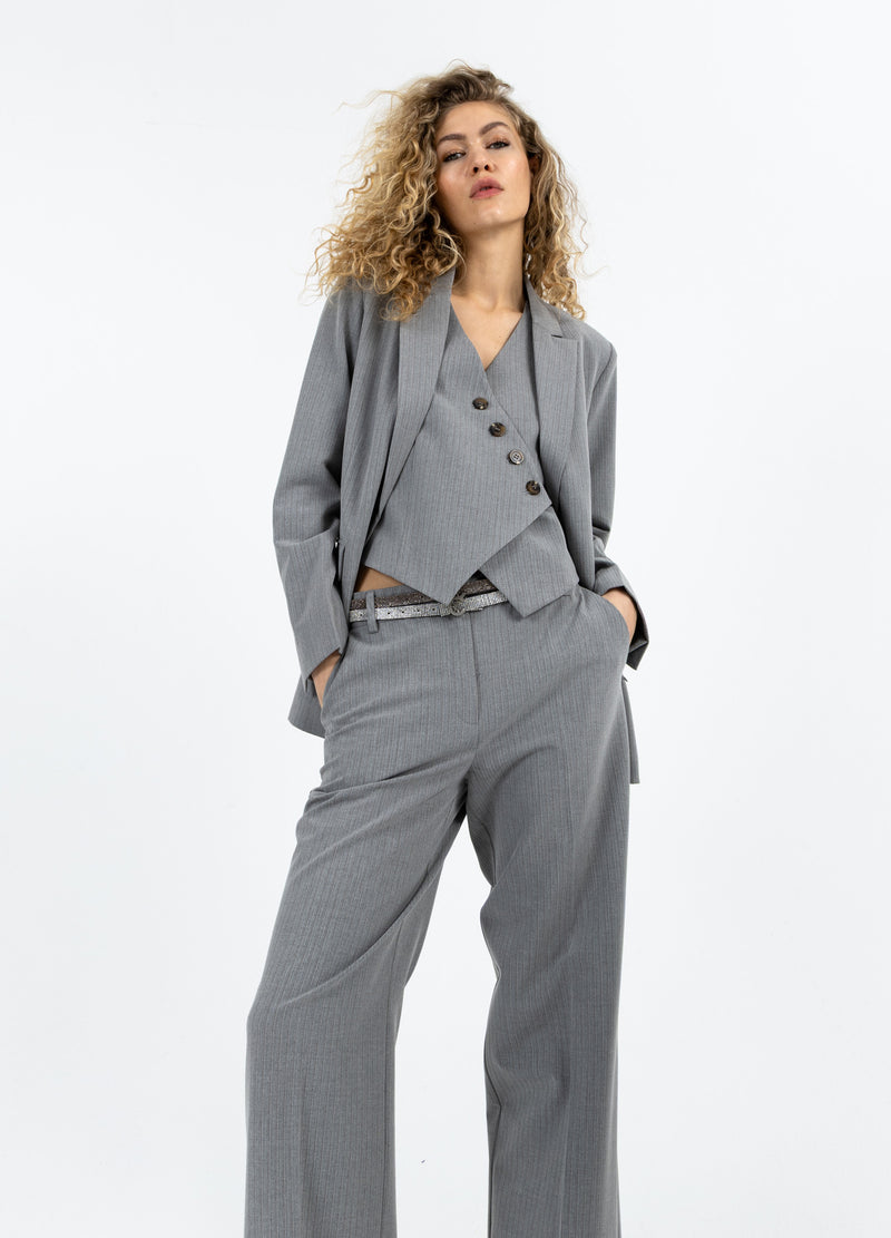 Coster Copenhagen ASYMMETRICAL VEST Vest Mist grey pin stripe - 175