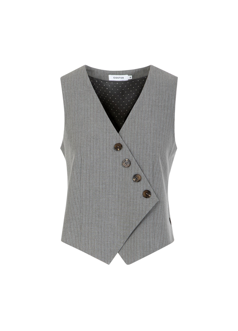 Coster Copenhagen ASYMMETRICAL VEST Vest Mist grey pin stripe - 175