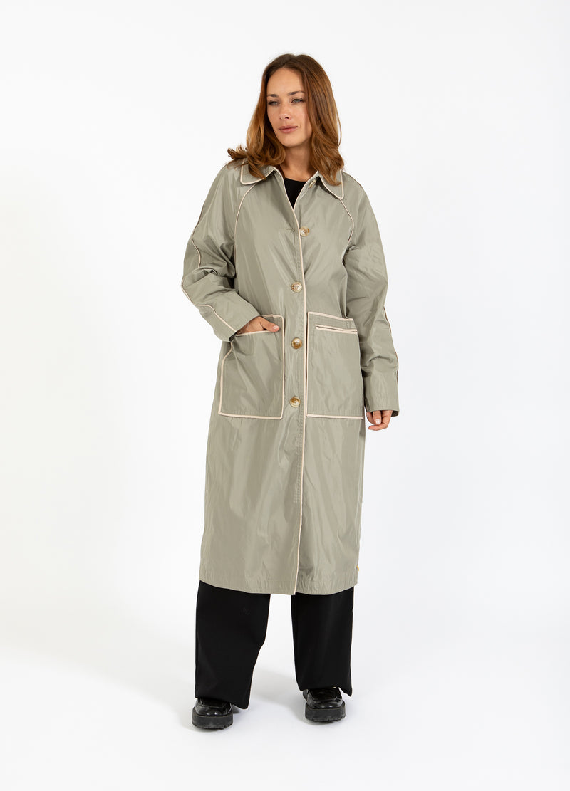 Coster Copenhagen BINDED TRENCHCOAT Outerwear Mud army - 359