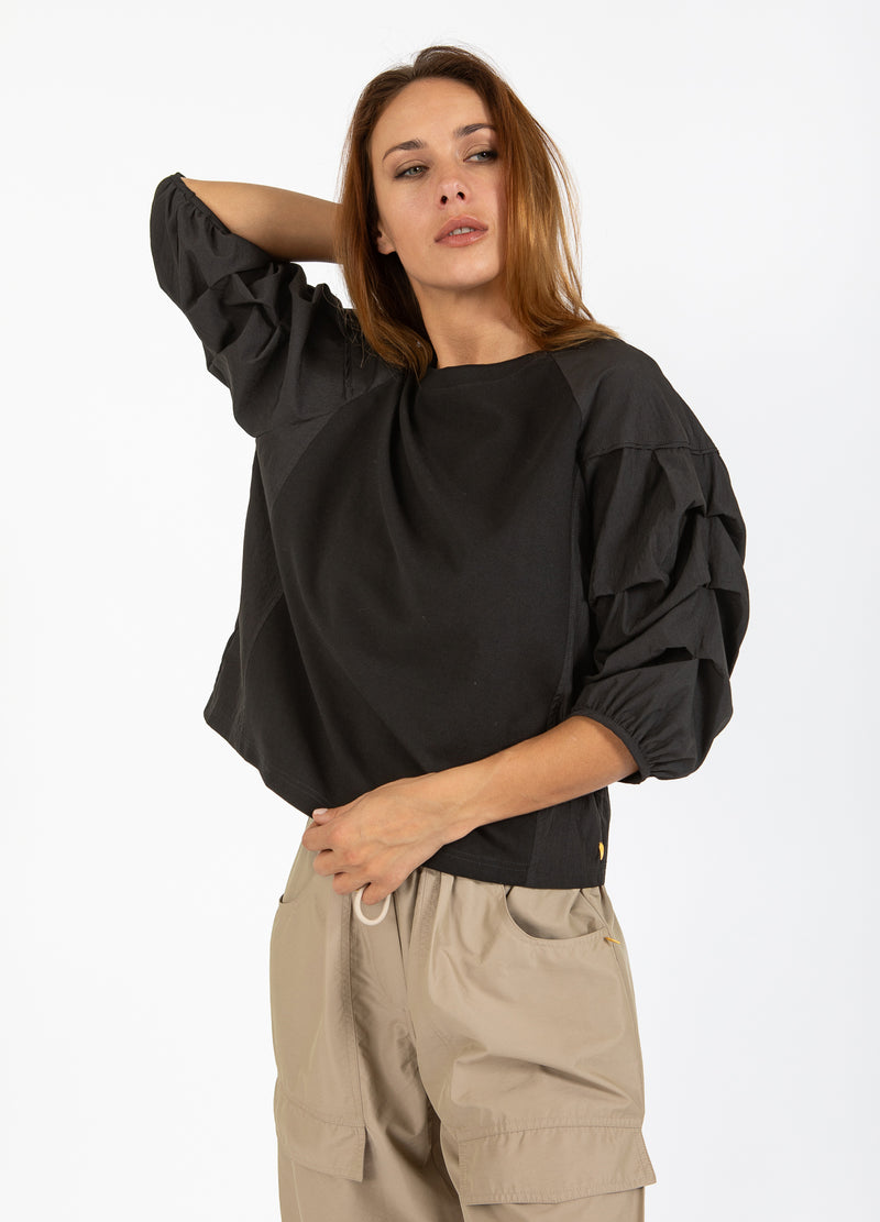 Coster Copenhagen BLOUSE MIX WITH PUFFY SLEEVES Shirt/Blouse Black - 100