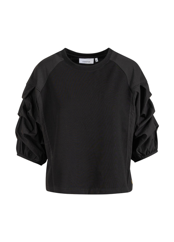 Coster Copenhagen BLOUSE MIX WITH PUFFY SLEEVES Shirt/Blouse Black - 100