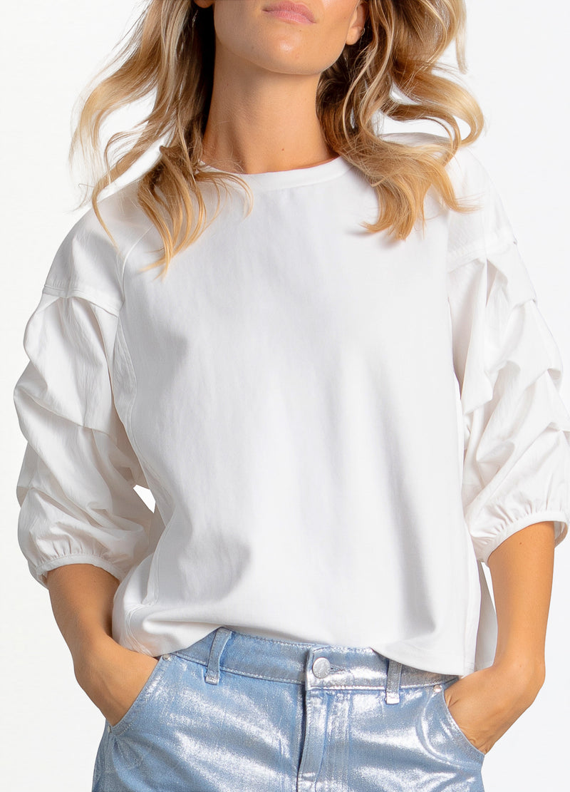 Coster Copenhagen BLOUSE MIX WITH PUFFY SLEEVES Shirt/Blouse Off White - 202