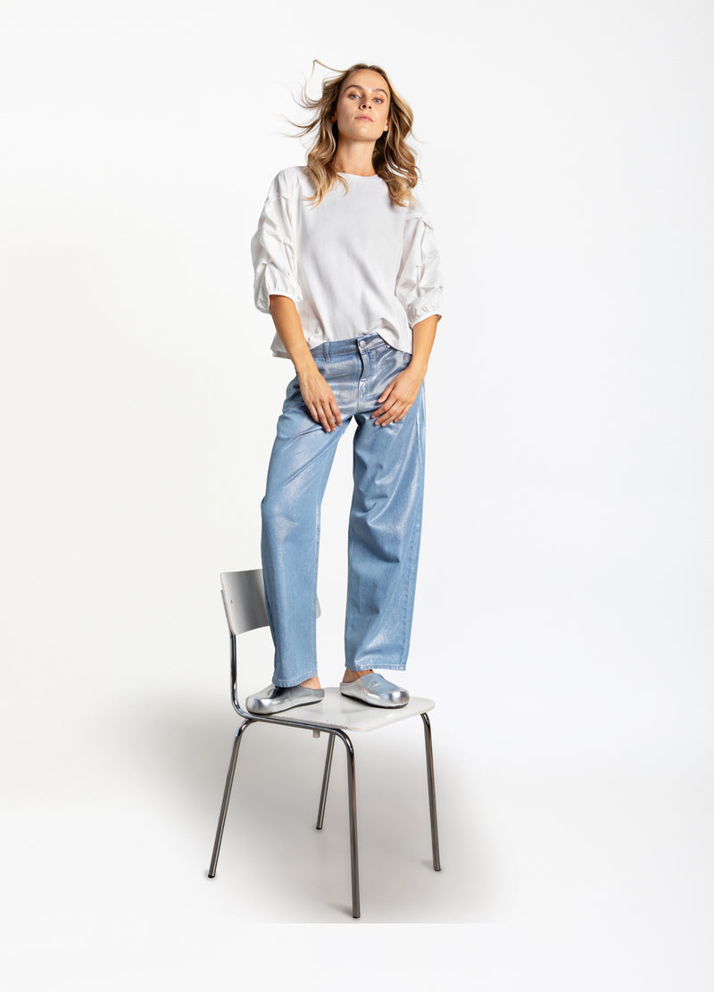 Coster Copenhagen BLOUSE MIX WITH PUFFY SLEEVES Shirt/Blouse Off White - 202