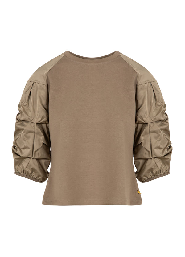 Coster Copenhagen BLOUSE MIX WITH PUFFY SLEEVES Shirt/Blouse Taupe sand - 393