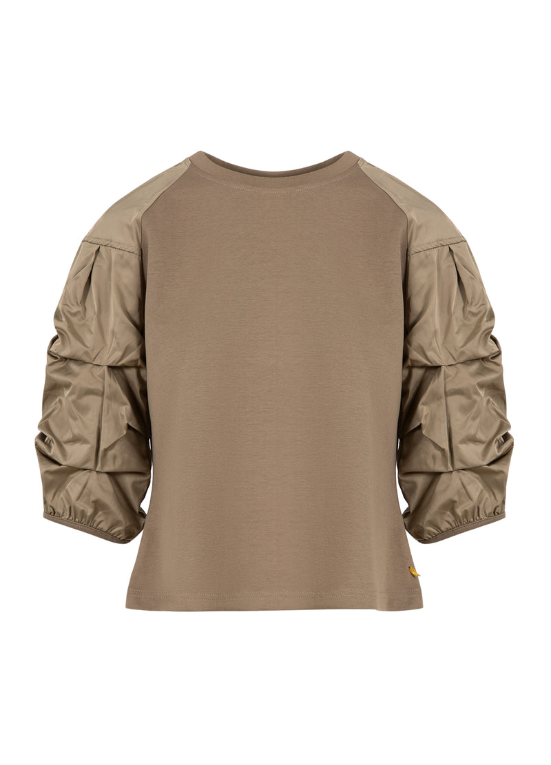 Coster Copenhagen BLOUSE MIX WITH PUFFY SLEEVES Shirt/Blouse Taupe sand - 393