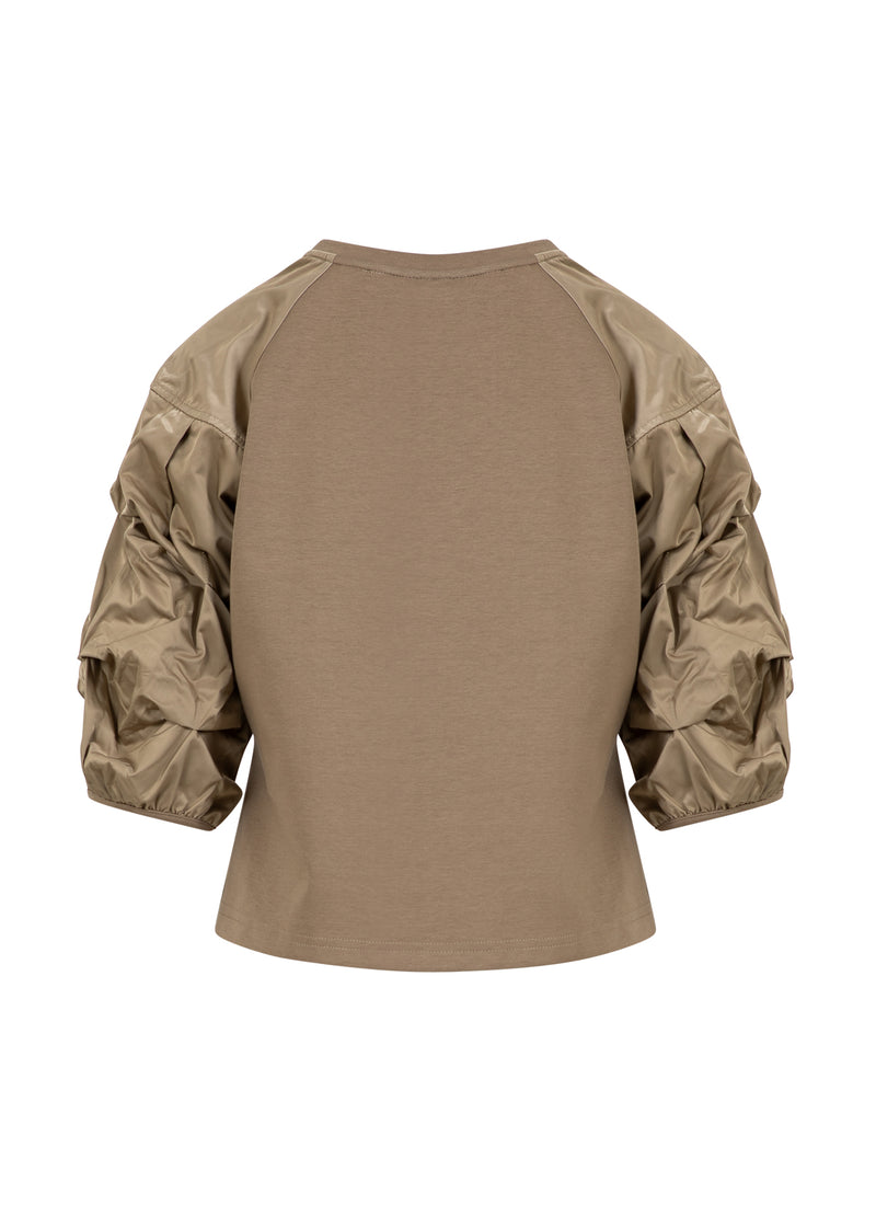 Coster Copenhagen BLOUSE MIX WITH PUFFY SLEEVES Shirt/Blouse Taupe sand - 393