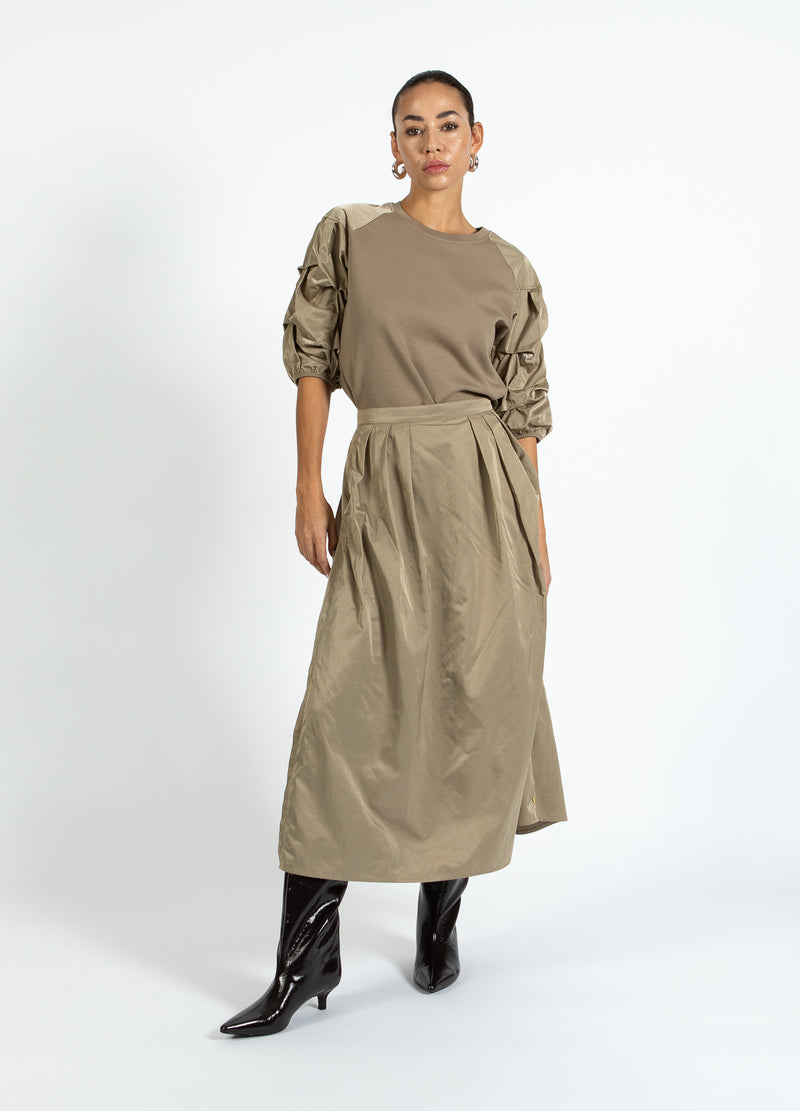 Coster Copenhagen BLOUSE MIX WITH PUFFY SLEEVES Shirt/Blouse Taupe sand - 393