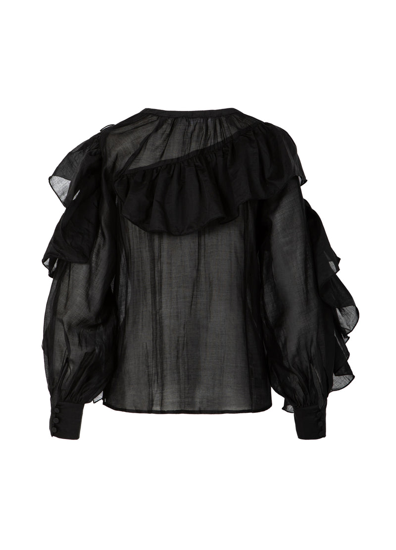Coster Copenhagen BLOUSE WITH RUFFLES Shirt/Blouse Black - 100