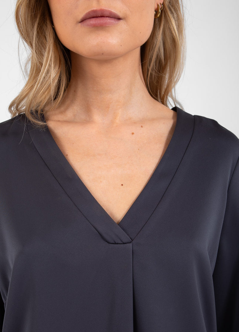 Coster Copenhagen BLOUSE WITH V-NECK Shirt/Blouse Dark grey - 158