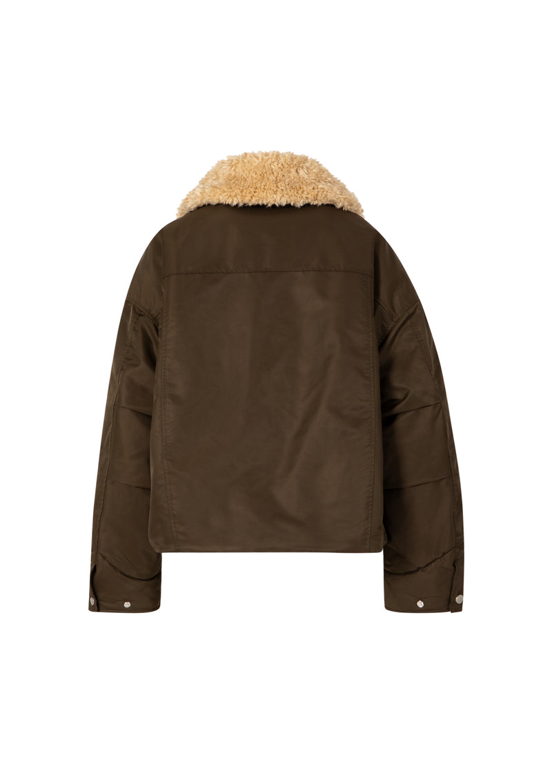 Coster Copenhagen BOMBER JACKET WITH FUR COLLAR Outerwear Brown - 358