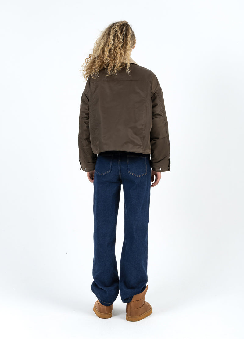 Coster Copenhagen BOMBER JACKET WITH FUR COLLAR Outerwear Brown - 358