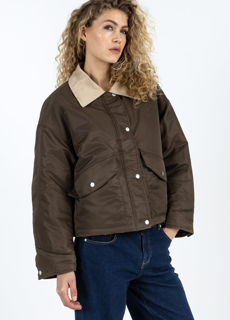 Coster Copenhagen BOMBER JACKET WITH FUR COLLAR Outerwear Brown - 358