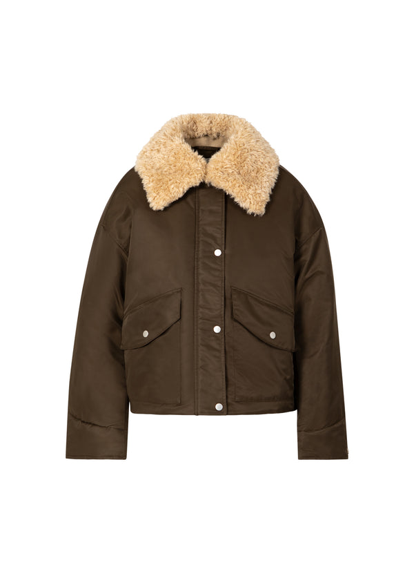 Coster Copenhagen BOMBER JACKET WITH FUR COLLAR Outerwear Brown - 358