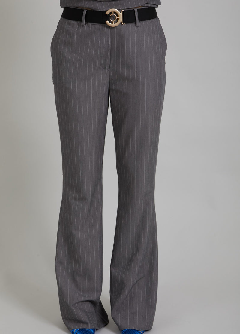BOOT-CUT TROUSERS LUCIA FIT Grey pinstripe – - Main Image