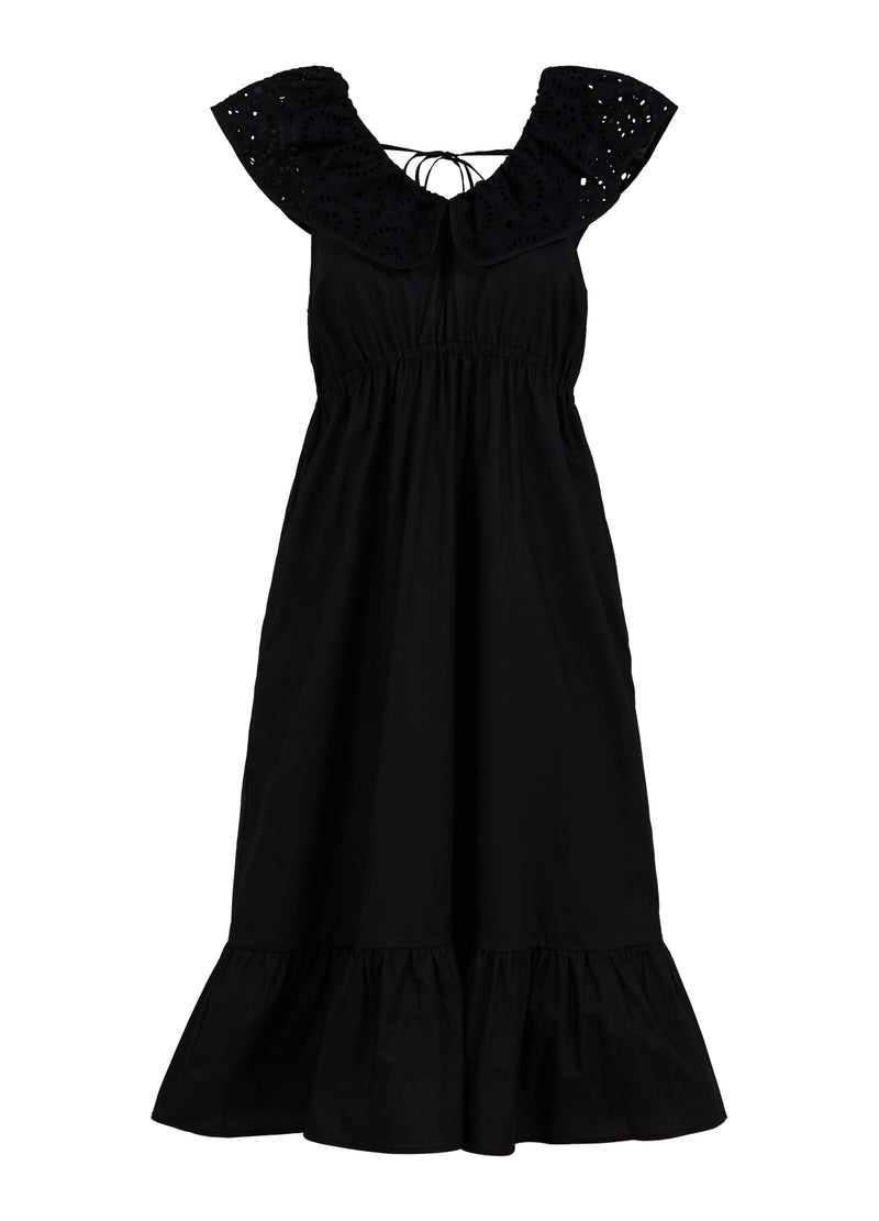 Coster Copenhagen BRODERIE ANGLAISE DRESS WITH SMOCK Dress Black - 100