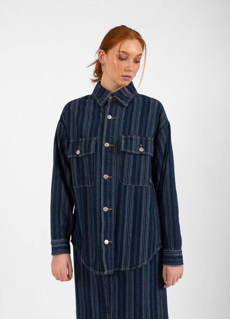 CC Heart CC HEART ALAIA DENIM JACKET Outerwear Dark blue stripe denim - 512