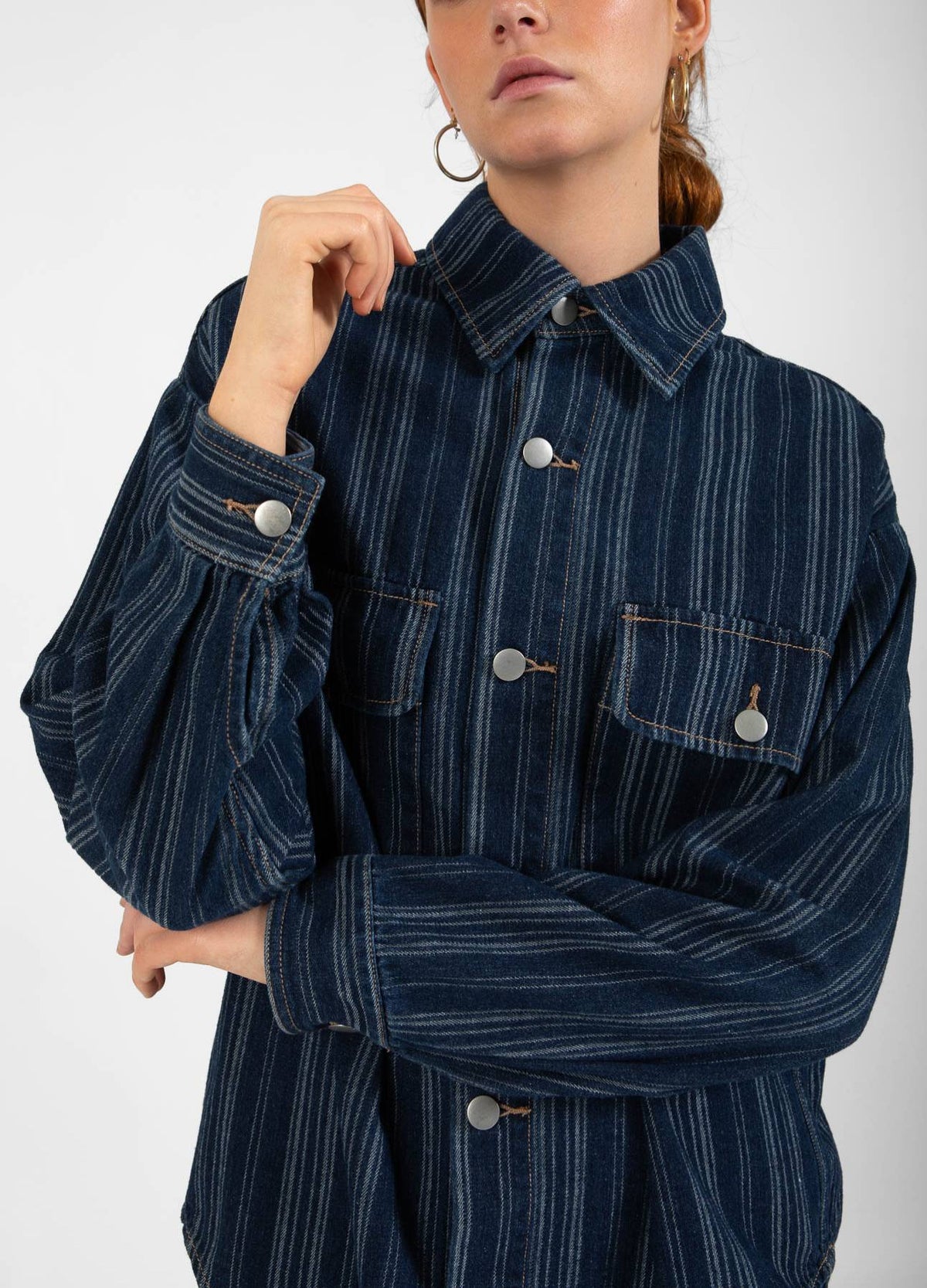 CC HEART ALAIA DENIM JACKET - Dark blue stripe denim CC HEART ALAIA DENIM JACKET - Dark blue stripe denim