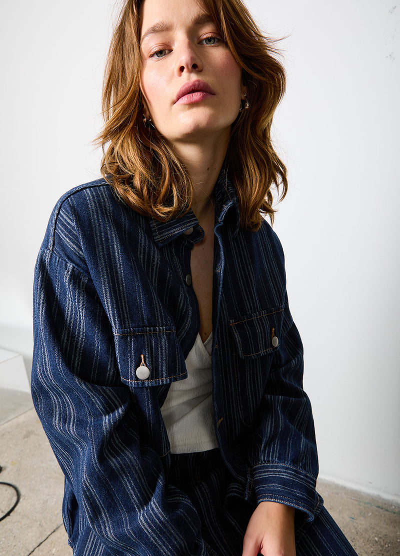 CC Heart CC HEART ALAIA DENIM JACKET Outerwear Dark blue stripe denim - 512