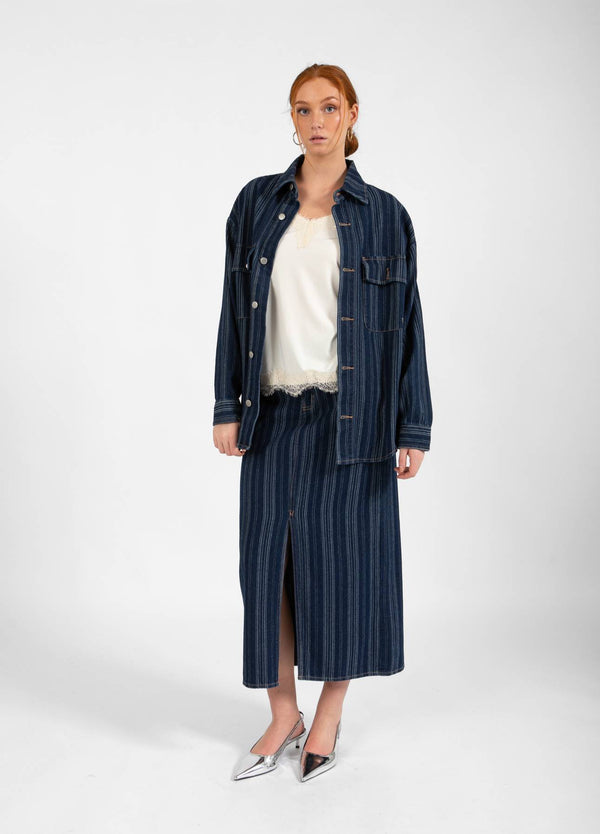 CC Heart CC HEART ALAIA DENIM JACKET Outerwear Dark blue stripe denim - 512