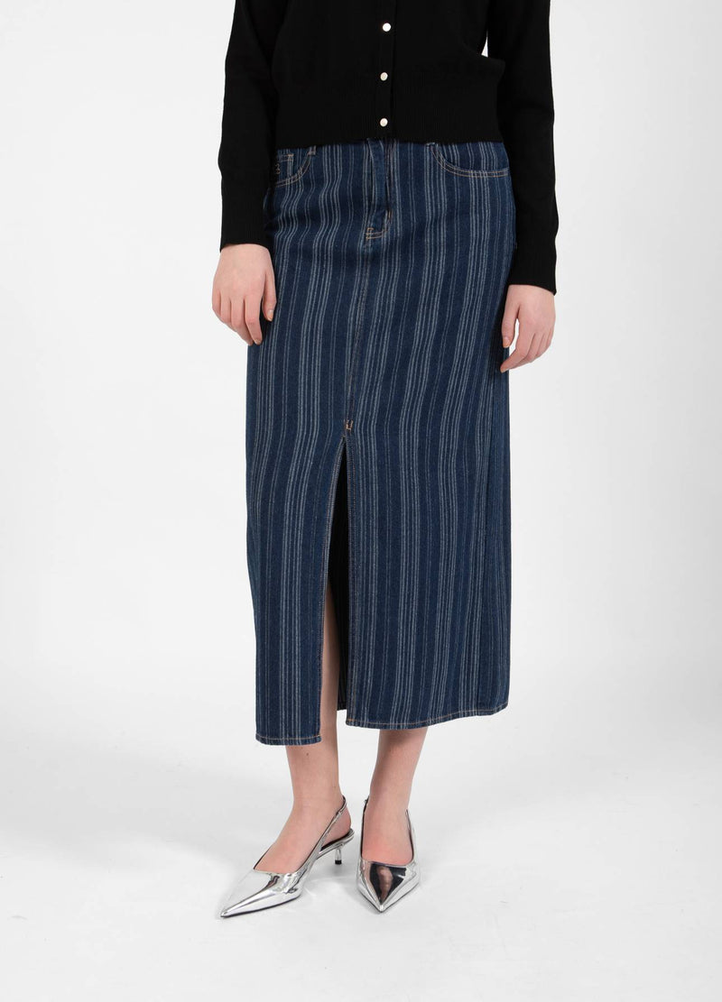 CC Heart CC HEART ALAIA LONG SKIRT Skirt Dark blue stripe denim - 512