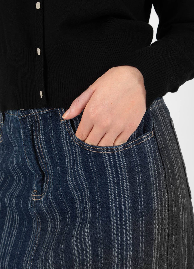 CC Heart CC HEART ALAIA LONG SKIRT Skirt Dark blue stripe denim - 512