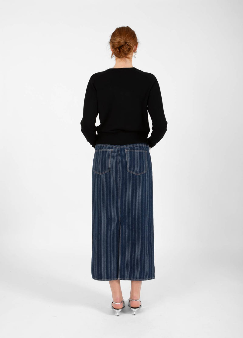 CC Heart CC HEART ALAIA LONG SKIRT Skirt Dark blue stripe denim - 512
