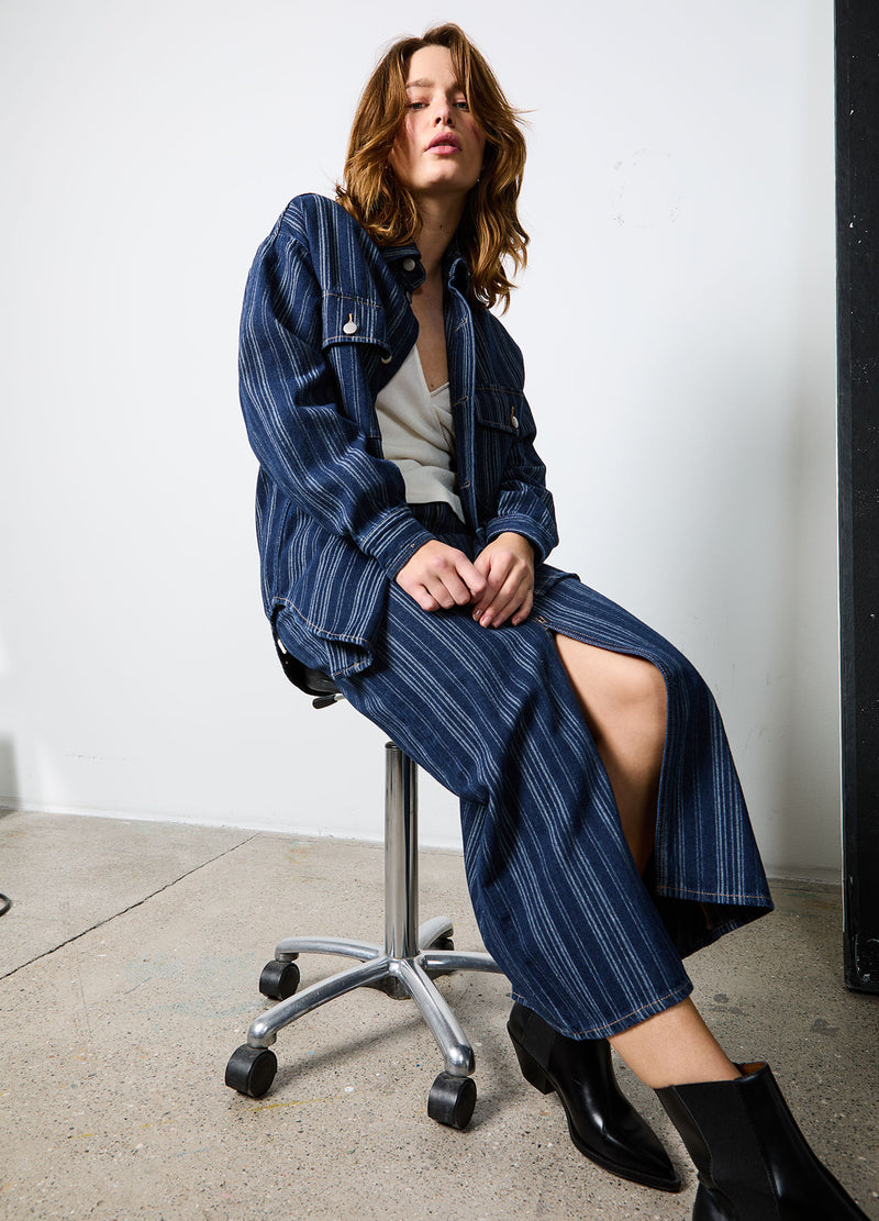 CC Heart CC HEART ALAIA LONG SKIRT Skirt Dark blue stripe denim - 512