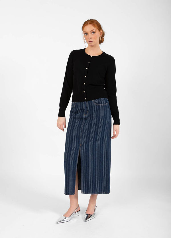 CC Heart CC HEART ALAIA LONG SKIRT Skirt Dark blue stripe denim - 512