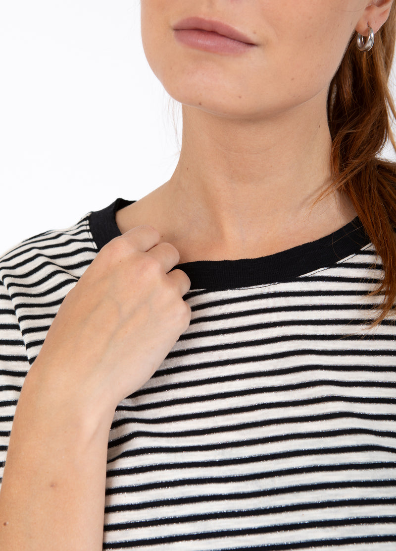 CC Heart CC HEART ANA STRIPED SHORTSLEEVED T-SHIRT - MID SLEEVE T-Shirt Cream/black/silver lurex - 287